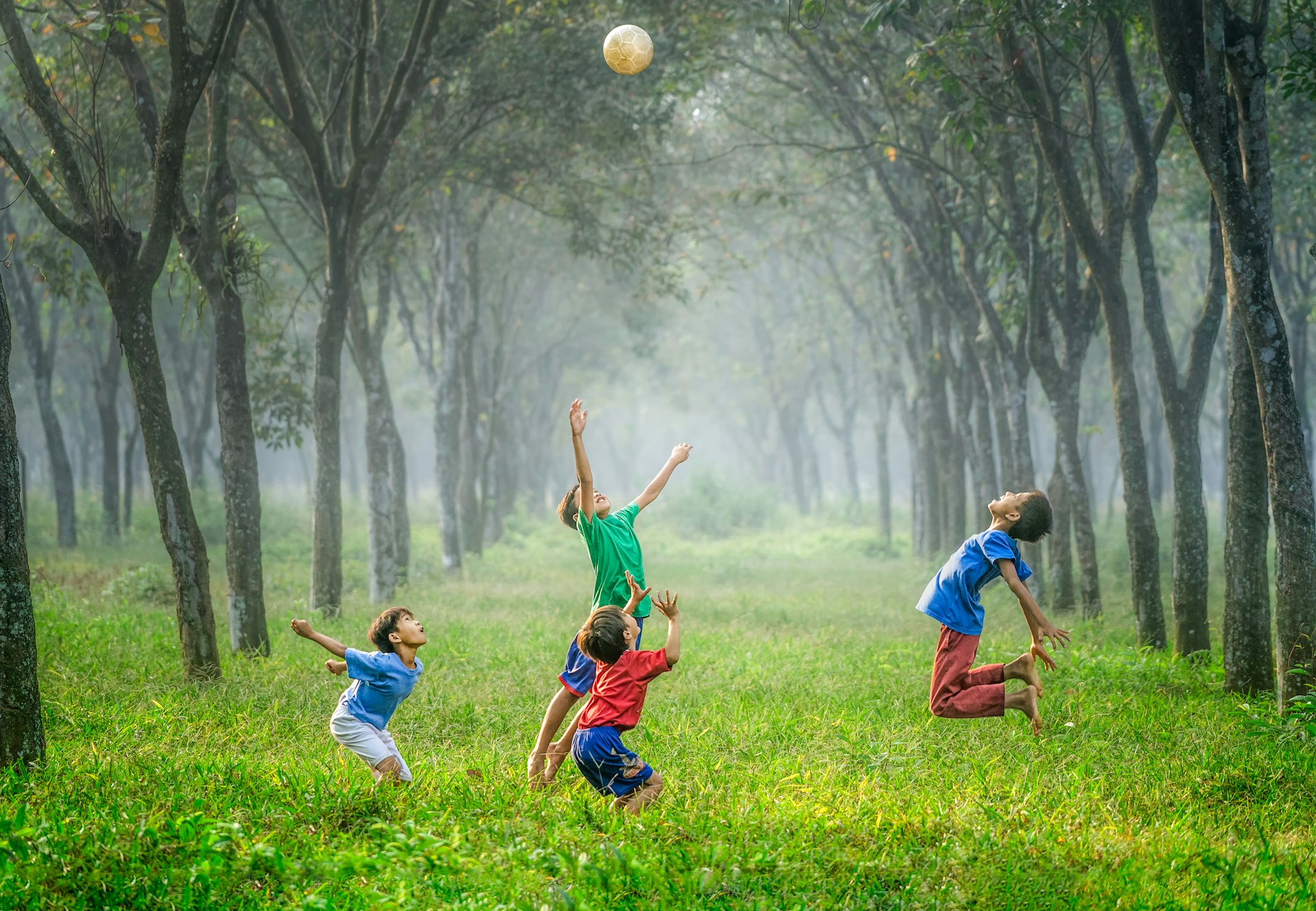 Bambini che giocano nella natura